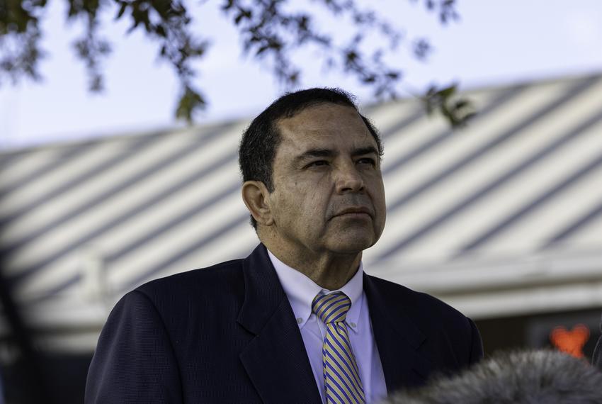 U.S. Rep. Henry Cuellar, D-Laredo, speaks about the U.S.-Mexico border at the World Trade Bridge at a news conference in Laredo on Feb. 17, 2023.