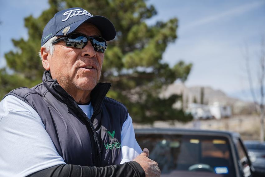 Jorge Trujillo outside of the Memorial Park Senior Citizen Center vote center in El Paso on March 5, 2024.