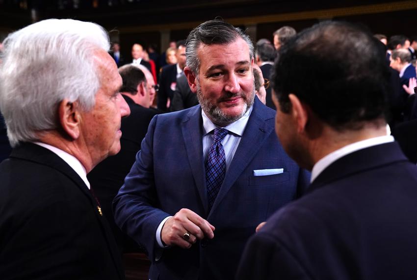 U.S. Sen. Ted Cruz chats in the House of Representatives ahead of President Joe Biden’s third State of the Union address to a joint session of Congress at the U.S. Capitol in Washington on March 7, 2024.