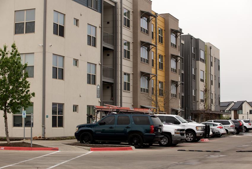 An apartment parking lot in East Austin on Saturday, March 16, 2024.