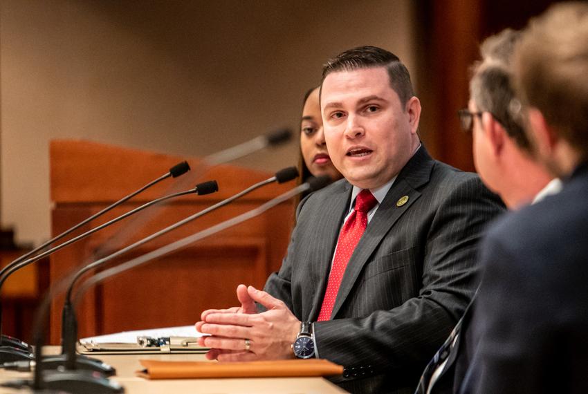 Victoria County Judge Ben Zeller speaks during a symposium on indigent public defense hosted by the Texas Tribune and the Texas Indigent Defense Commission inside the Texas State Capitol on Friday, March 17, 2023. The event discussed the effects of the 1963 Supreme Court ruling on Gideon v. Wainwright which required states to provide attorneys to defendents who could not afford them. (Sergio Flores for The Texas Tribune)