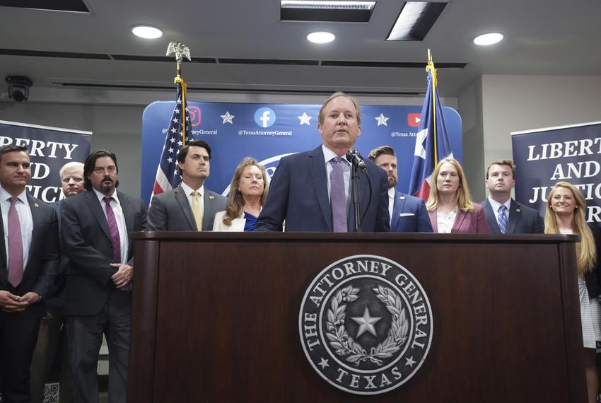 Texas Attorney General Ken Paxton makes a statement to the press May 26, 2023 a day before a scheduled impeachment vote in the Texas House in a long-running ethics complaint.