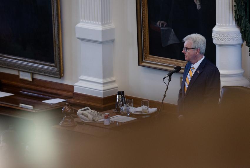 Lt. Gov. Dan Patrick presides over on the Senate floor during the first day of the second special session at the state Capitol in Austin on June 28, 2023.