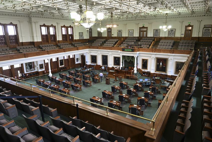 The Texas Senate gallery as technical staff prepares communications for next week's start in the impeachment trial of  Ken Paxton on September 5th.  Paxton is accused of several ethics violations during his three terms as Texas Attorney General.