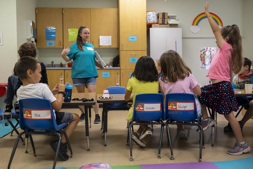 Elementary students learn about amphibians at REACH Homeschool Co-op in Clear Lake, TX on Friday, Oct. 14, 2022.