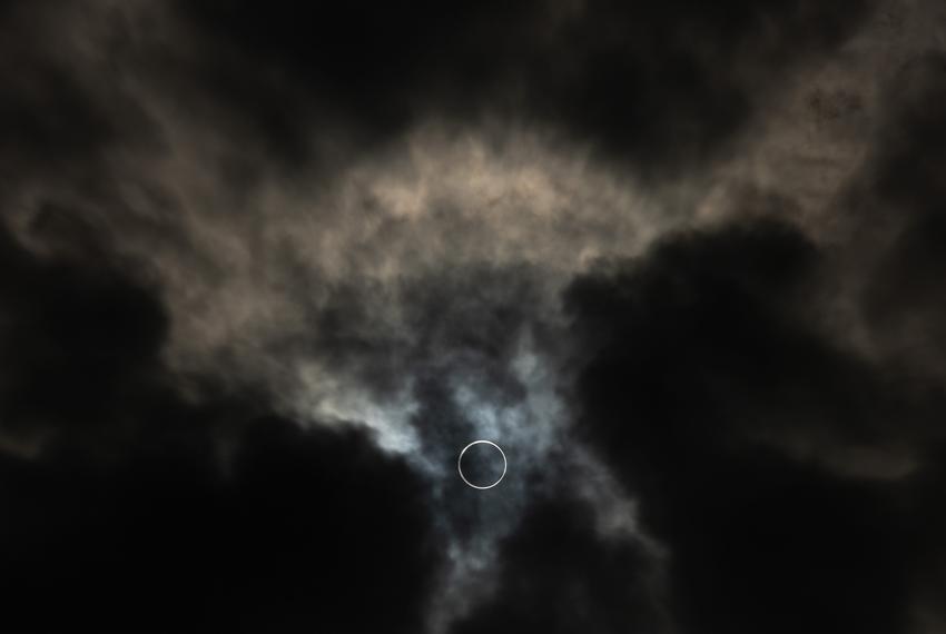 Hundreds flock to Mission San José in South San Antonio on Oct. 14, 2023, to witness the annular solar eclipse as the moon’s shadow swept across Central Texas.