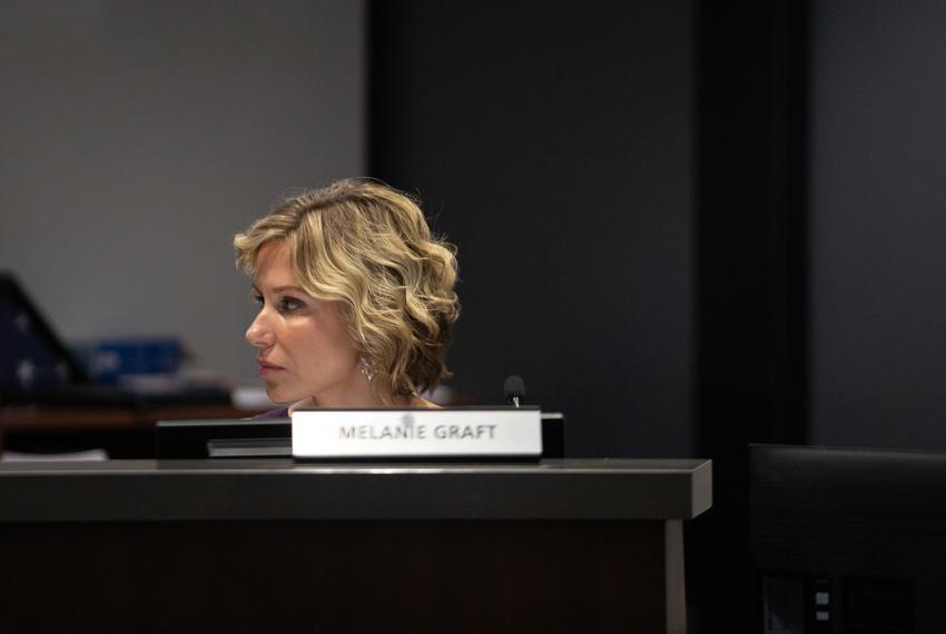 Melanie Graft joins the Grandbury ISD Board of Trustees as one of two newly-elected members at a meeting at the GISD Administration Building in on Nov. 15, 2021.