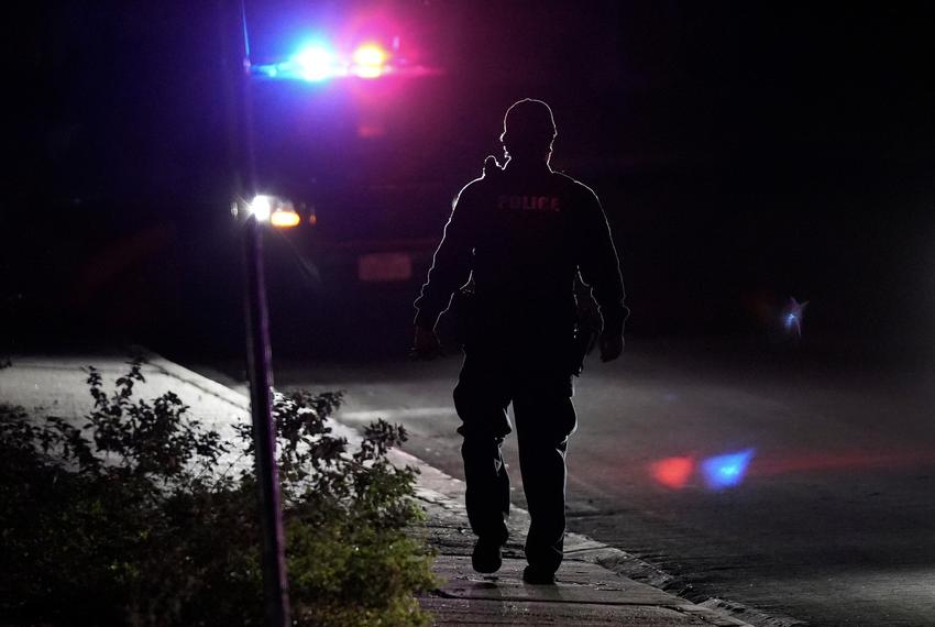 An Austin police officer in Southwest Austin on Dec. 5, 2023.