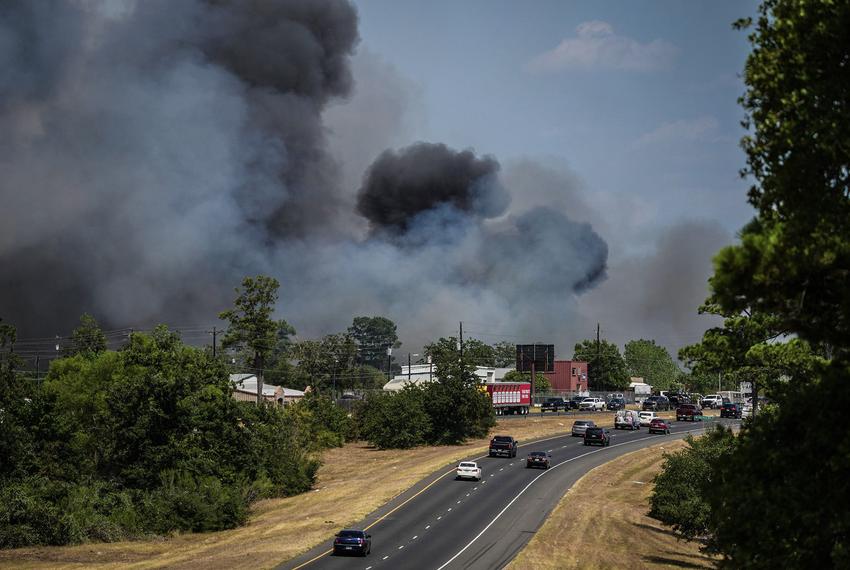 Officials responded to the Powder Keg Pine Fire near Bastrop State Park, on Aug. 1, 2023.