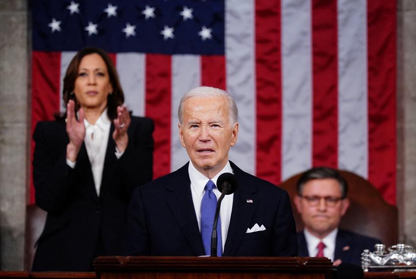 President Joe Biden delivers his third State of the Union address in the House Chamber of the U.S. Capitol in Washington, D.C., on March 7, 2024.
