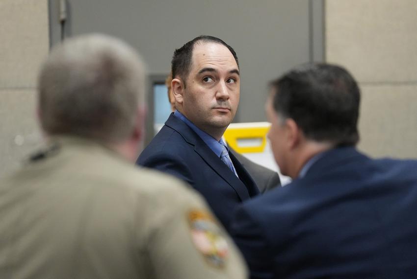 Daniel Perry at his trial for the murder of Garrett Foster at the Blackwell-Thurman Criminal Justice Center in Austin on April 5, 2023.