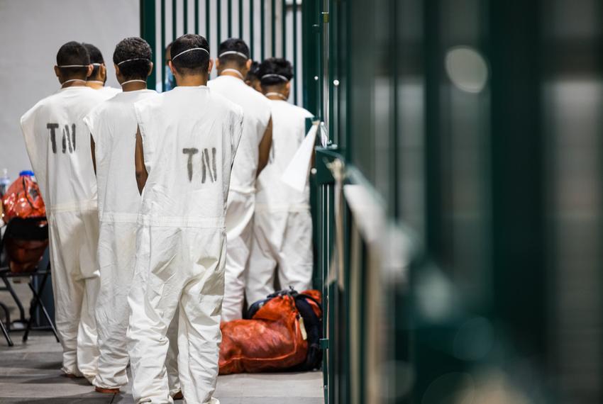 The migrant processing facility adjacent to the Val Verde County Sheriff’s Office in Del Rio on Oct. 26, 2021.