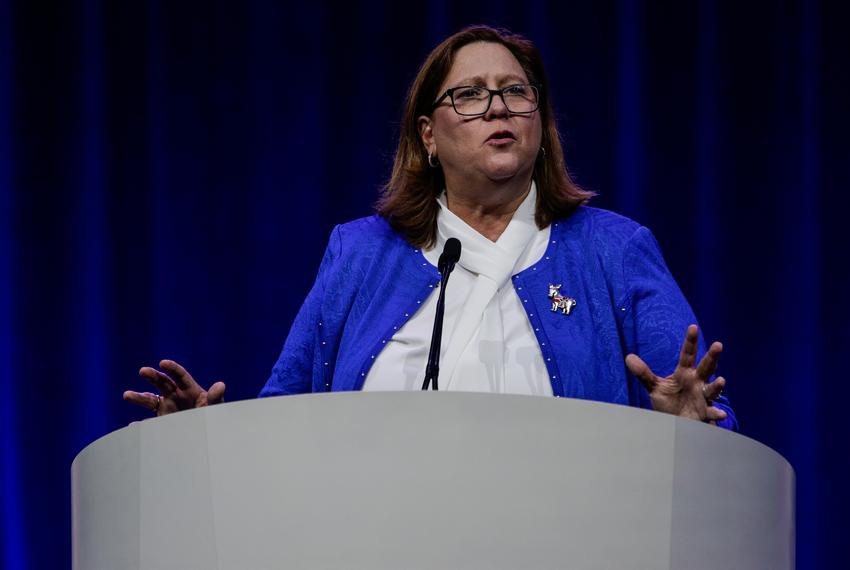 Rep. Julie Johnson, D-Farmers Branch, speaks during the general caucus of the Texas Democratic Convention at the Kay Bailey Hutchison Convention Center in Dallas on July 15, 2022.