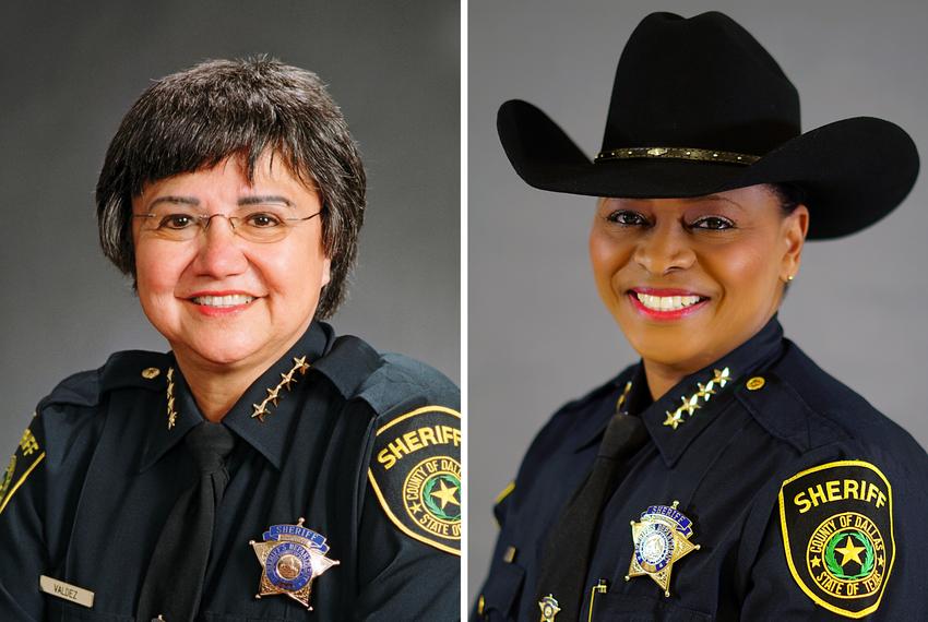 Former Dallas County Sheriff Lupe Valdez, left, and current Dallas County Sheriff Marian Brown