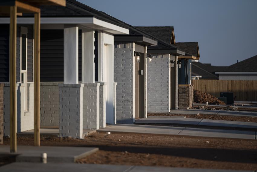 Homes under construction in a future neighborhood Wednesday, April. 26, 2023, near Wolfforth in Lubbock County.